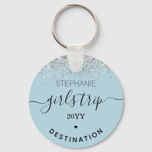 Custom Girls Trip Girls Weekend Glitter Confetti Key Ring