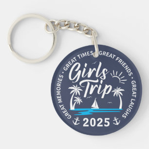 Custom Girls Trip Group Matching Beach Vacation Key Ring