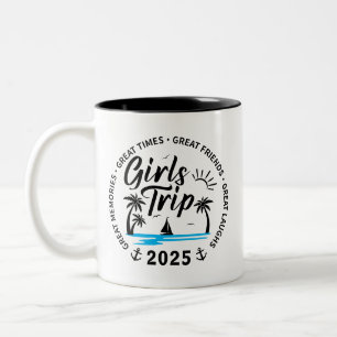 Custom Girls Trip Group Matching Beach Vacation Two-Tone Coffee Mug