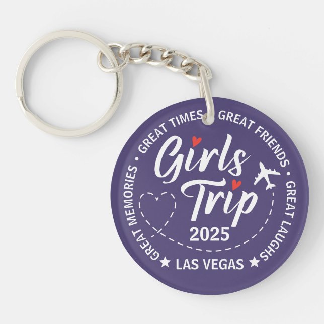 Custom Girls Trip Group Matching Vacation  Key Ring (Front)