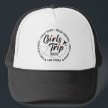 Custom Girls Trip Group Matching Vacation  Trucker Hat<br><div class="desc">This custom Girls Trip T-shirt is the perfect uniform for your 2025 girls trip,  bachelorette bash,  or weekend getaway. This tee is perfect for group photos,  beach walks,  wine tours,  or just causing a little stylish chaos.</div>