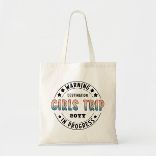 Custom Girls Trip in Progress Gradient Funny Tote Bag