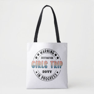 Custom Girls Trip in Progress Gradient Funny Tote Bag