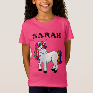 CUSTOM GIRLS UNICORN NAME PINK T-SHIRT