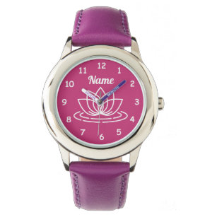 Custom girl's watch with cute lotus flower design