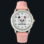 Custom girl's watch with cute panda bear cartoon<br><div class="desc">Custom girl's watch with cute panda bear cartoon design. Personalised wrist watches for children. Unique Birthday gift idea for girls. Create one for special daughter, granddaughter, cutest cousin, friend, child, grandchild, little or big sister etc. Exotic animal drawing with numbers and fun typography template. Also great as Christmas present for...</div>