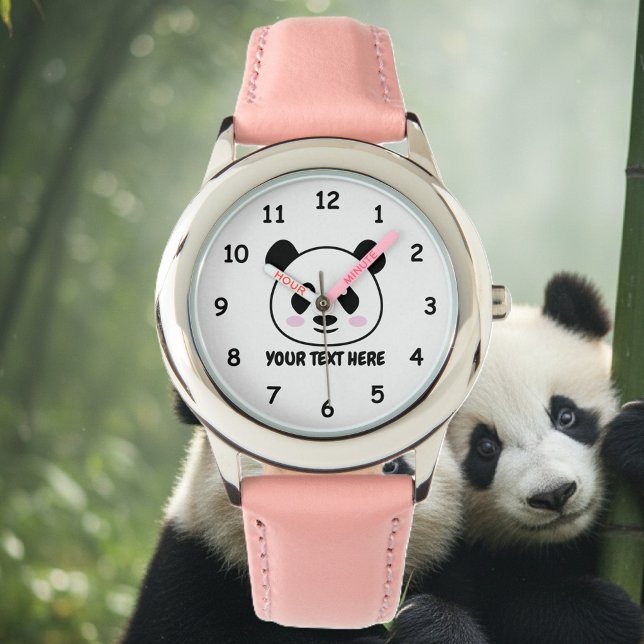 Custom girl's watch with cute panda bear cartoon (panda bear watch for kids)