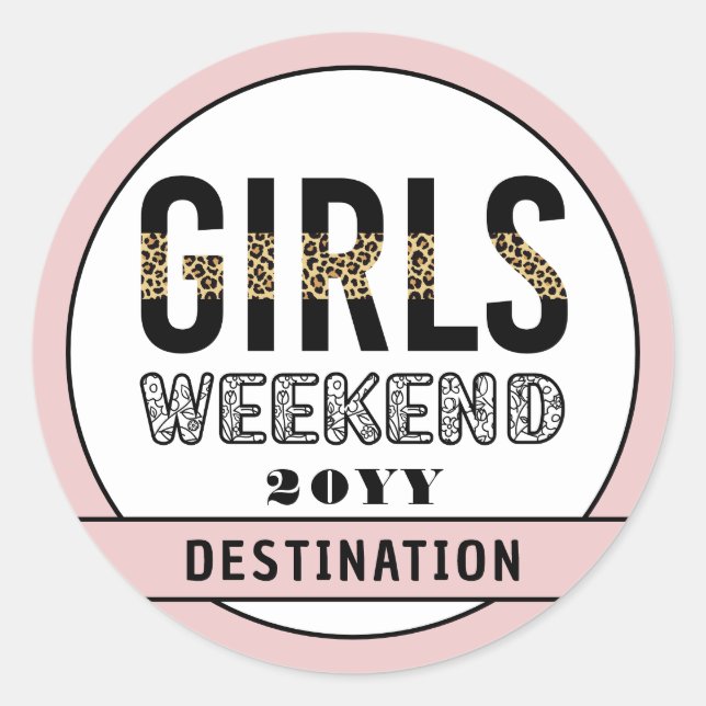 Custom Girls Weekend Girls Trip Vacation Classic Round Sticker (Front)