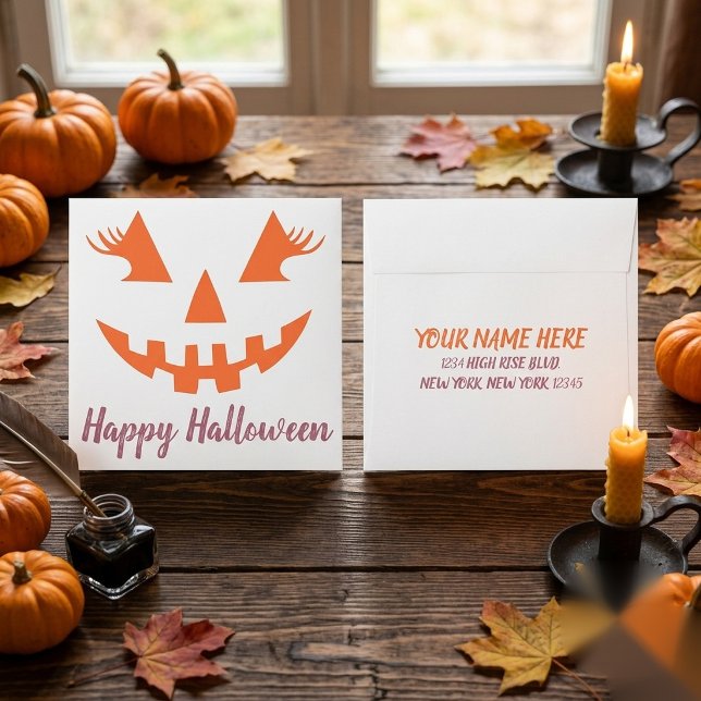 Custom Girly Halloween Return Address on Back Envelope (Creator Uploaded)