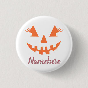 Custom Girly Jack O Lantern Pumpkin Halloween 3 Cm Round Badge