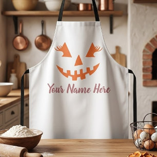 Custom Girly Jack O Lantern Pumpkin Halloween Apron