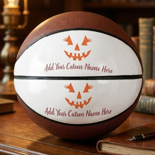 Custom Girly Jack O Lantern Pumpkin Halloween Basketball