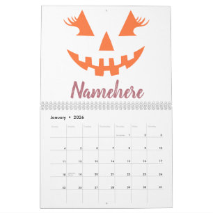 Custom Girly Jack O Lantern Pumpkin Halloween Calendar