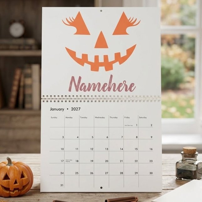 Custom Girly Jack O Lantern Pumpkin Halloween Calendar (Creator Uploaded)