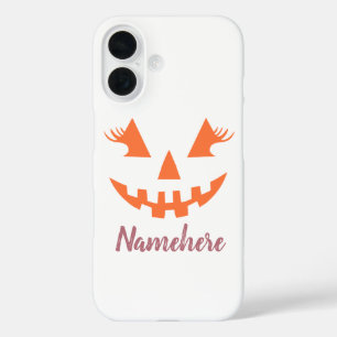 Custom Girly Jack O Lantern Pumpkin Halloween iPhone 16 Case