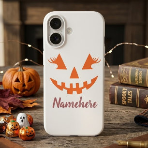 Custom Girly Jack O Lantern Pumpkin Halloween iPhone 16 Case