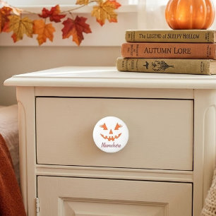 Custom Girly Jack O Lantern Pumpkin Halloween Ceramic Knob
