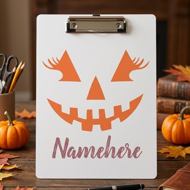 Custom Girly Jack O Lantern Pumpkin Halloween Clipboard (Creator Uploaded)
