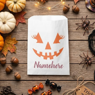 Custom Girly Jack O Lantern Pumpkin Halloween Favour Bags