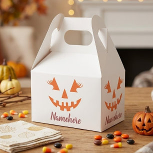 Custom Girly Jack O Lantern Pumpkin Halloween Favour Box