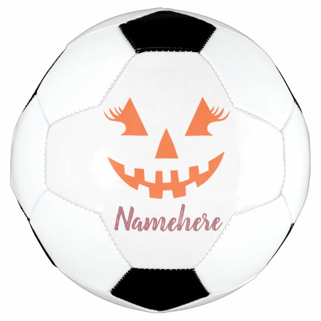 Custom Girly Jack O Lantern Pumpkin Halloween Football (Front)
