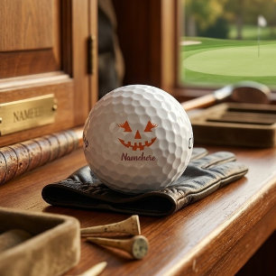 Custom Girly Jack O Lantern Pumpkin Halloween Golf Balls