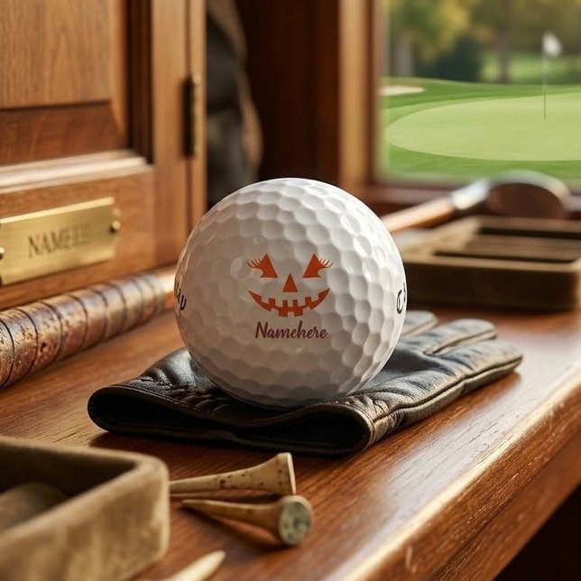 Custom Girly Jack O Lantern Pumpkin Halloween Golf Balls (Creator Uploaded)