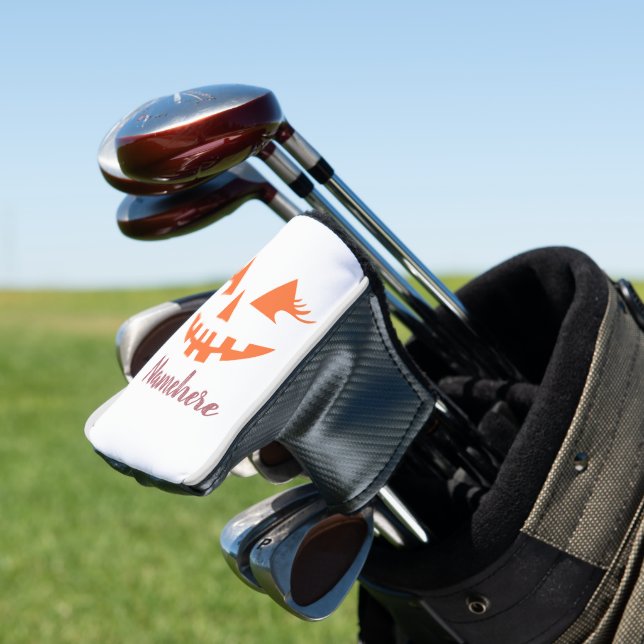 Custom Girly Jack O Lantern Pumpkin Halloween Golf Head Cover (In Situ)