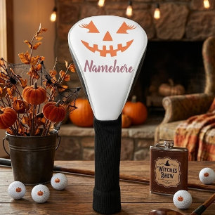 Custom Girly Jack O Lantern Pumpkin Halloween Golf Head Cover
