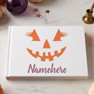 Custom Girly Jack O Lantern Pumpkin Halloween Guest Book
