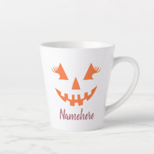 Custom Girly Jack O Lantern Pumpkin Halloween Latte Mug