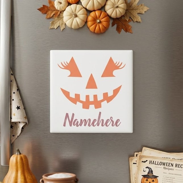 Custom Girly Jack O Lantern Pumpkin Halloween Magnet (Creator Uploaded)