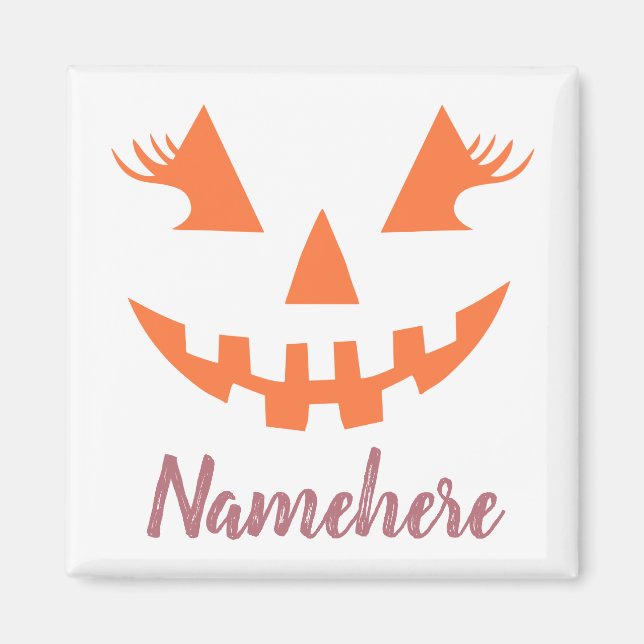 Custom Girly Jack O Lantern Pumpkin Halloween Magnet (Front)