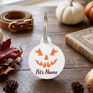 Custom Girly Jack O Lantern Pumpkin Halloween Pet Tag