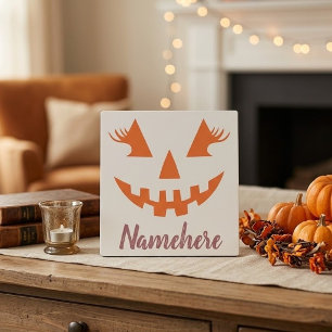 Custom Girly Jack O Lantern Pumpkin Halloween Plaque