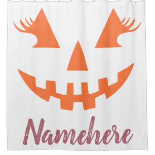 Custom Girly Jack O Lantern Pumpkin Halloween Shower Curtain