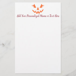 Custom Girly Jack O Lantern Pumpkin Halloween Stationery