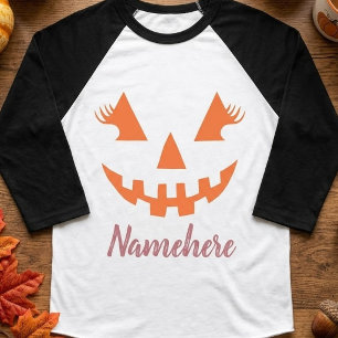 Custom Girly Jack O Lantern Pumpkin Halloween T-Shirt