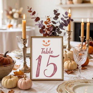 Custom Girly Jack O Lantern Pumpkin Halloween Table Number