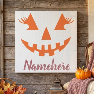 Custom Girly Jack O Lantern Pumpkin Halloween Tile