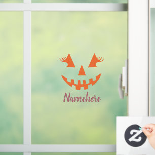 Custom Girly Jack O Lantern Pumpkin Halloween Window Cling