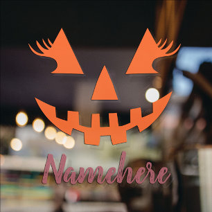 Custom Girly Jack O Lantern Pumpkin Halloween Window Cling