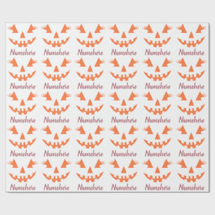 Custom Girly Jack O Lantern Pumpkin Halloween Wrapping Paper
