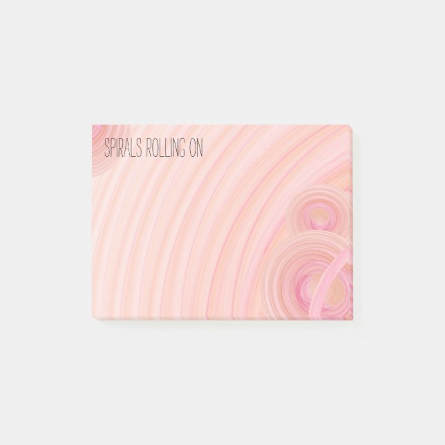 Custom Girly Pastel Pink and Peach Spirals Post-it Notes (Front)