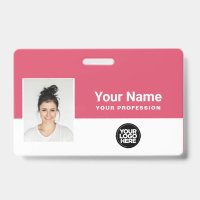 Custom Girly Pink Employee Logo Name ID Lanyard