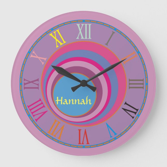 Custom girly pretty swirl circles tornado cute art large clock (Front)