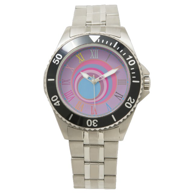Custom girly pretty swirl circles tornado cute art watch (Front)