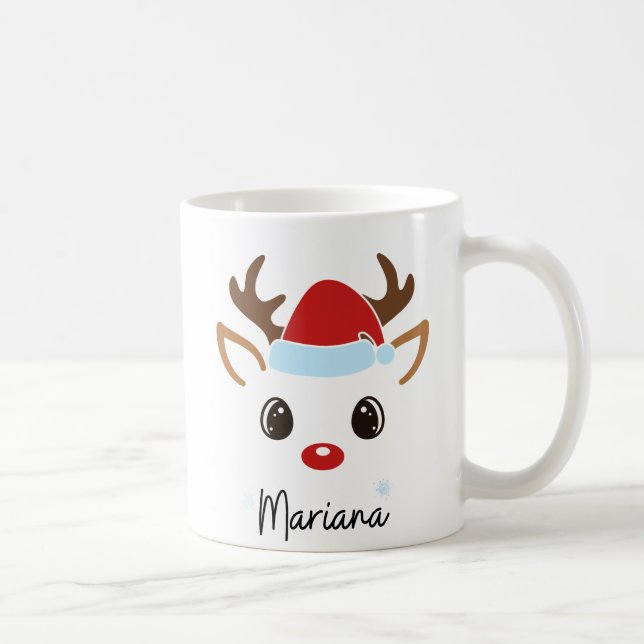 Custom Girly Reindeer Face Coffee Mug  (Right)
