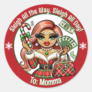 Custom Glam Diva Gingerbread Christmas Gift Tags