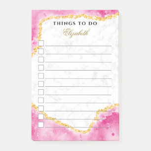 Custom Glam Marble Pink Gold Elegant To Do List Post-it Notes